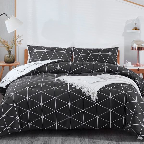 Atarashi Black King Size Comforter Set - 3 Pieces Black