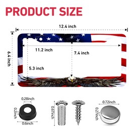 American Flag Eagle License Plate Frame - 2 Packs Universal Stainless Steel Car License Plate Frames Covers Holder Rustproof for Men Women