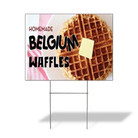 Fastasticdeals Weatherproof Yard Sign Homemade Belgium Waffles Brown Lawn Garden Bakery 24x18 Inches 1 Side Print