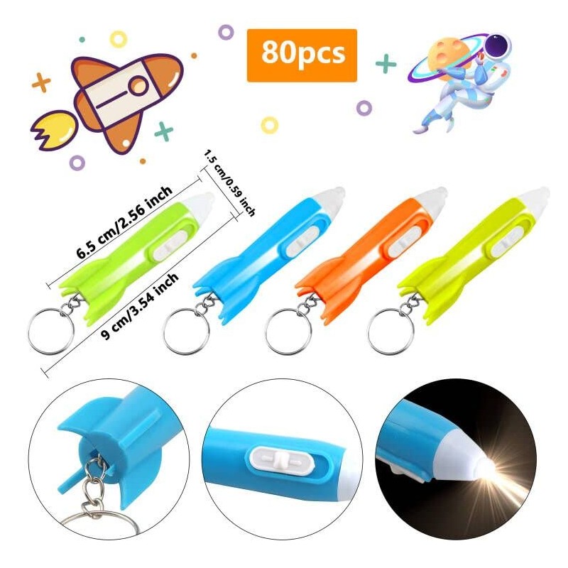Haconba 100 Packs Helicopter Flashlight Keychain Rocket Flashlight Keychain for