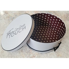 Feminine Touch Round White Hat Box Hat Storage With Lid and Rope New