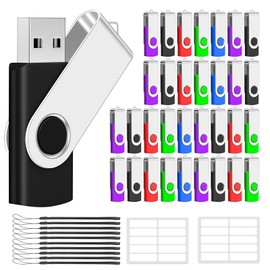 AreTop 100 Pack 16GB USB Flash Drives Bulk of 2.0 Thumb Drives Pack 16GB USB Drive Bulk Pen Drive Zip Drive Memory Stick with Lanyard for Storage and Backup (Mixed Colors 100pcs)