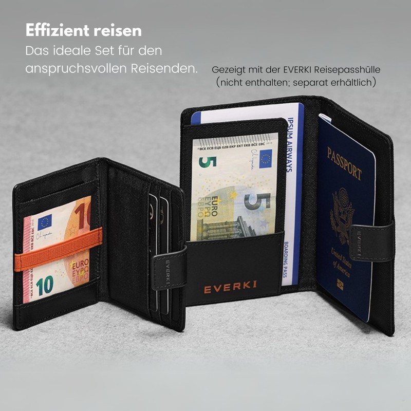 EVERKI Men's RFID Wallet Leather Slim Wallet, Black, black