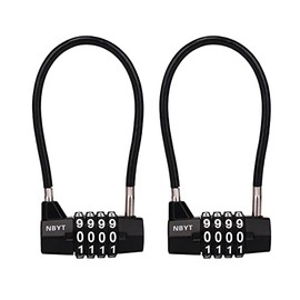 Cuerda de cable de acero de 4 dígitos con candado de combinación de 4 dígitos, manija de puerta de gabinete, 3/16 pulgadas de diámetro, 7 pulgadas de longitud, adecuada para bloqueo