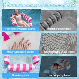 Osznmmg 2 Pack Inflatable Water Hammock Floating Chair, Pool Hammock Floats for Adults, 4 Tubes Inflatable Hammock for Adults, 4 in 1 Multi-Purpose Pool Floats for Summer Pool Lake Beach