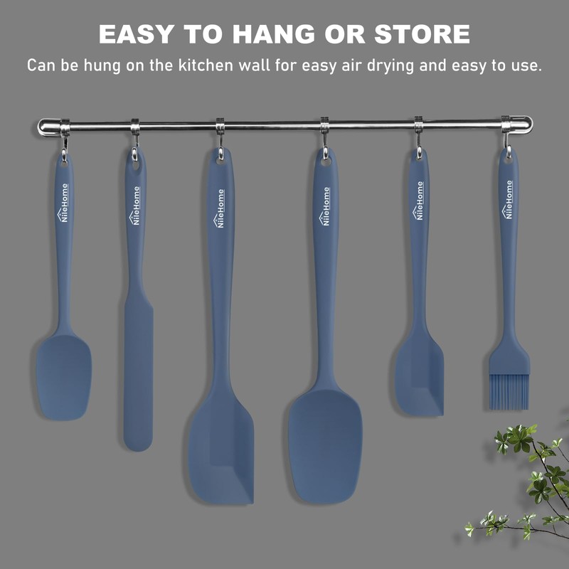 NileHome Silicone Spatula Set, 6 Packs Food Grade Kitchen Utensils