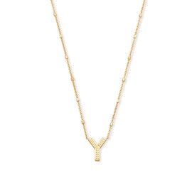 Kendra Scott Letter Y Pendant Necklace for Women, Fashion Jewelry, 14k Gold-Plated Brass, Gold Metal, Letter Y