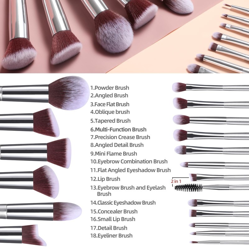 BS-MALL Makeup Brush Set 18 Pcs Premium Synthetic Foundation Powder