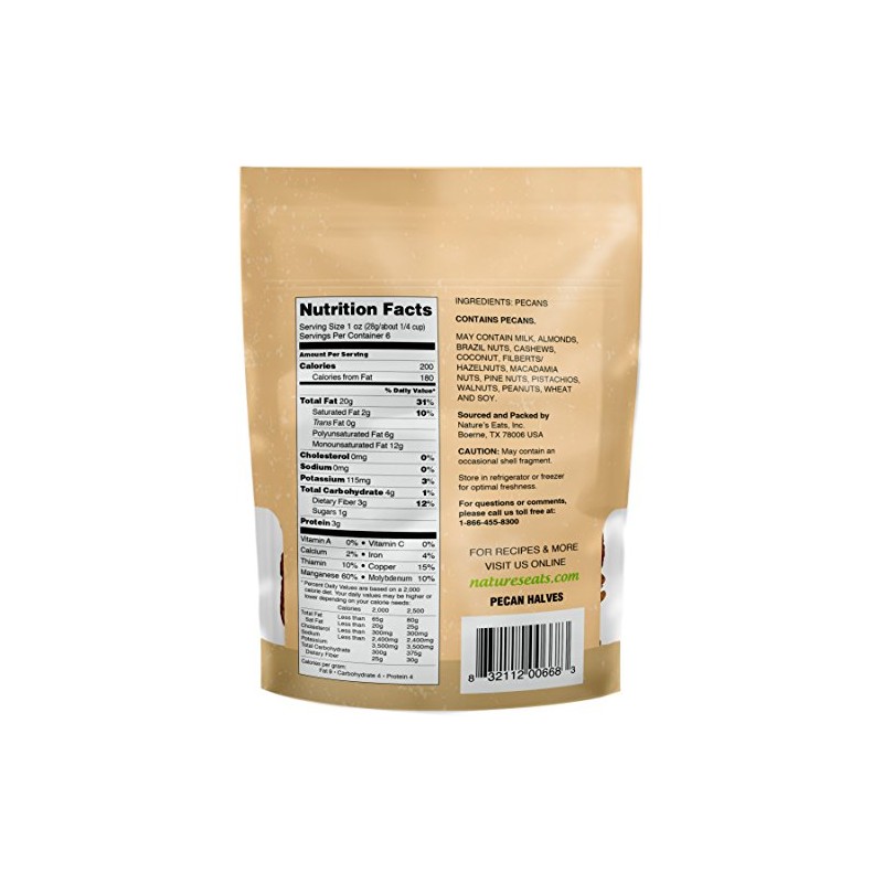 Nature's Eats Pecan Halves, 6 Ounce