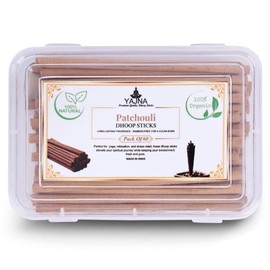 Yajna Patchouli-100%-Natural-Incense-Bambooless-Dhoop-Sticks Handmade-Organic-Chemicals-Free for-Purification-Relaxation-Positivity-Yoga-Meditation The-Best-scents-4.5-Inches-60-Count