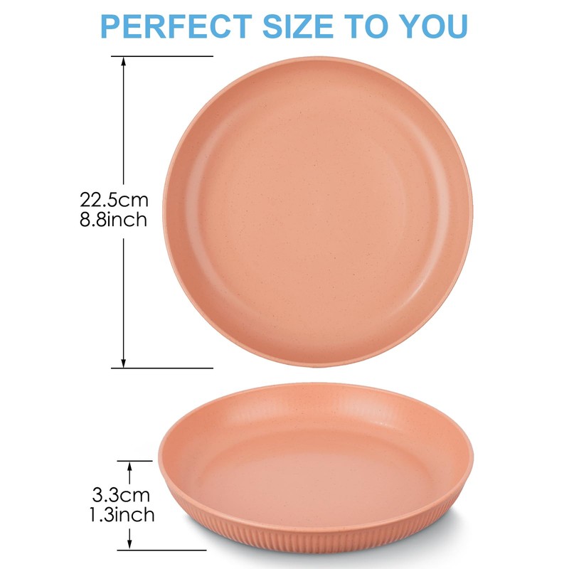 Worephu Unbreakable Dinner Plates, 6 Colors Reusable Lightweight Plates, Pizza/Pasta/Snack/Salad