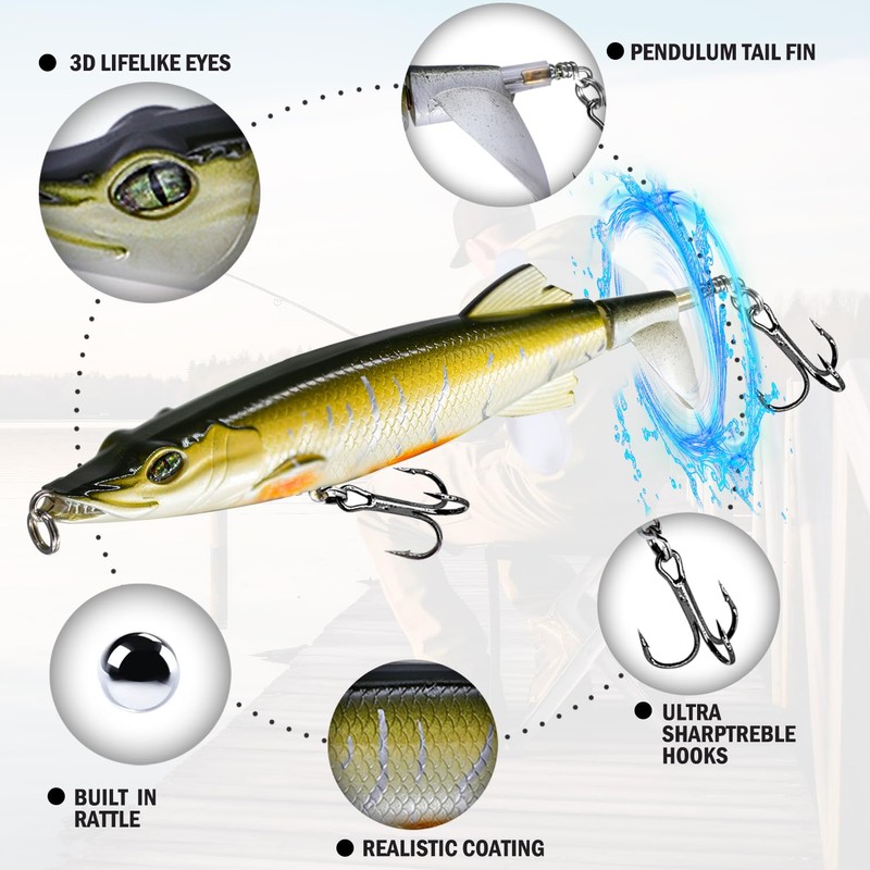 TABKSOLA Whopper Plopper, 13cm/16g Surface Bait with Propeller Tail for