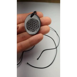 Shungite Pendant Flower of Life ( Engraved ) - Oval - Pack of 3