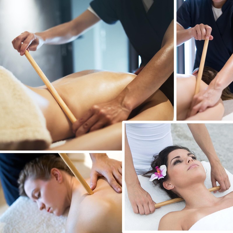 Goodtar 2 PCS Solid Bamboo Massage Stick Set for Body