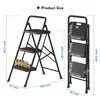 BONTEC 3-Step Ladder, Folding Step Stool, 600lbs Max Load Capacity,