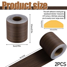 BangBoom 1.9 Inch x 65.6 Ft Walnut Wood Grain Wallpaper Border, Mirror Frame Border Tape Peel and Stick, 2 Roll Self Adhesive Waterproof PVC Mirror Frame Sticker for Bathroom Kitchen Table Decor Cover