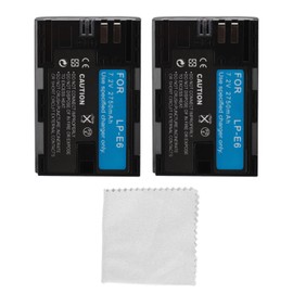 2pcs Camera Battery 2750mAh 7.2V for LP E6 E6N R5 R6 90D 60D 70D 80D 5D II 5D III 5D IV 5Ds 6D 6D II 7D 7D Mark II Camera