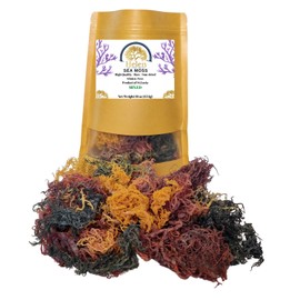 Wildcrafted Sea Moss | Gold - Purple - Mixed | 100% Natural Irish Moss from St.Lucia | Mineral-Rich Superfood | 16oz Sun-Dried Moss | NO Preservatives NO Chemicals (Mixed, 1 Pound)