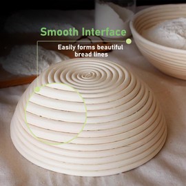 Panumly Bread Proofing Basket with Liners, 9 inch Round Sourdough Proofing Basket Set of 2, Handmade Rattan Baskets Proofing Bowls for Bread Making Baking Fermentation