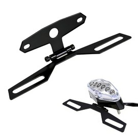 Qurbuns Motorcycle License Plate Bracket, Adjustable Motorbike Fold Tail Light Mount Holder, Scratch-Resistant Rust Proof Holder, Universal for Most Scooters, ATVs, Dirt Bikes