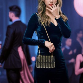 Rhinestone Evening Clutch Purse for Women with Crystal Clasp,Sparkling Evening Bag Handbags Wedding Party Formal Purse (Black)