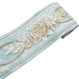 Moyishi 5 Meters Royal Peony 3D Peel and Stick Wall Paper Wall Decal Wall Border Easy to Apply (Green)