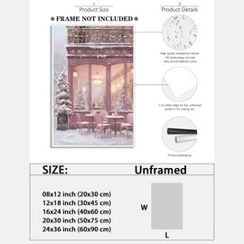 Vintage Winter Pink Christmas Gift Christmas Tree Santa Abstract Retro Poster Canvas Paintings Room Aesthetics Posters for Bedroom living room Home Decor 12x18inch Unframed