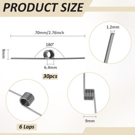 BENECREAT 30 Stück 304 Edelstahlfedern 70x9mm 6 Runden 180 Grad Torsionsfeder Kleines Torsionsfeder Set Für Die Holzbearbeitung DIY Projekte 1.2mm Draht Metallgrau