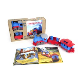 Green Toys Train & Storybook Set - Pretend Play, Motor Skills, Reading, Kids Toy Vehicle Gift Set. No BPA, phthalates, PVC. Dishwasher Safe, Recycled Materials, Made in USA.