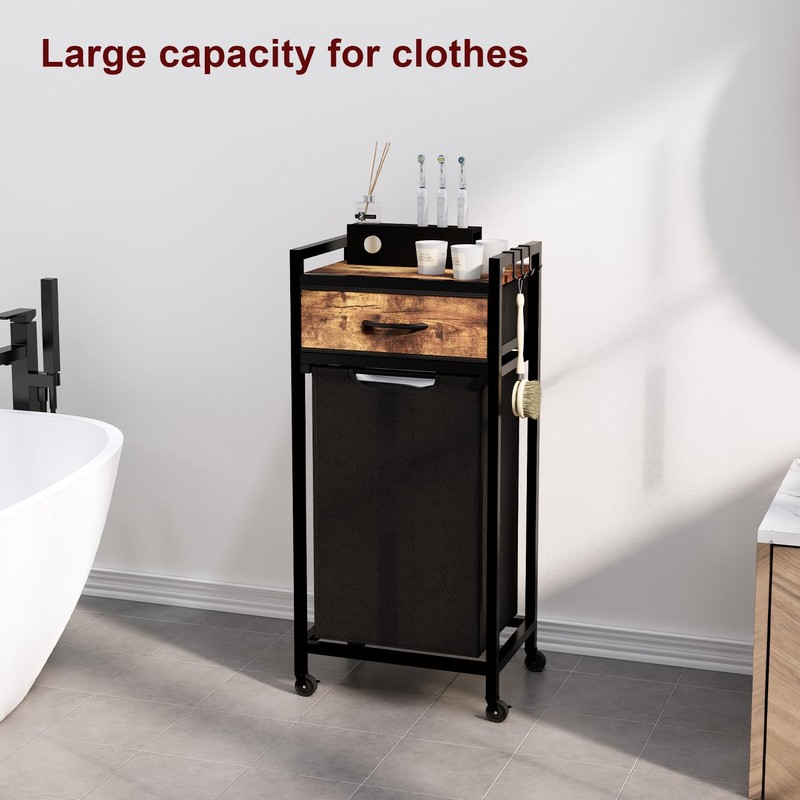 Timberer Laundry Hamper, Laundry Sorter, Rolling Laundry Basket with Drawer,