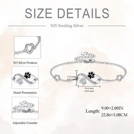 POPLYKE Paw Print Anklet Bracelet for Women 925 Sterling Silver Infinity Anklet Cat Dog Mum Jewellery for Women Mum, Sterling Silver, Zircon