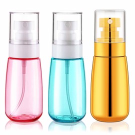 Cosywell Fine Mist Spray Bottle TSA Approved 3 Pack 2oz 60ml Leak Proof Travel Spray Bottle Empty Plastic Refillable Spray Bottle for Hair Perfume Toners Rose Water Cosmetics(Gold+Green+Pink)