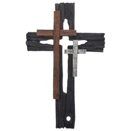 Rustic Multi Layered Decorative Wall Cross - Weathered Wood Look Spiritual Art Sculpture