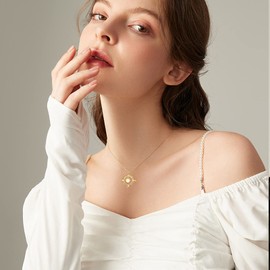 Sun Necklace 925 Sterling Silver Opal Necklace Opal Pendant Gold Necklaces Jewellery for Women Girls Friend Birthday Gift