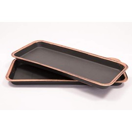 Sapphire USA 16" Decorative Rectangular Tray/Saucer (2 Pack) Fancy Trim Rustic/French Country Look, Planter Base for Indoor/Outdoor Decor Use. Long Lasting, Reusable Light Weight (16 inches, Copper)