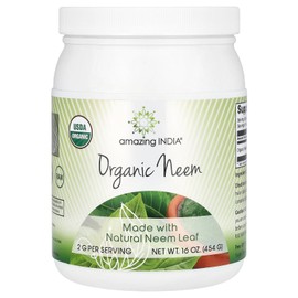 Amazing India USDA Certified Organic Neem Powder (Non-GMO) 16oz - Promotes Blood Purification, Healthy Immunity & Healthy Skin