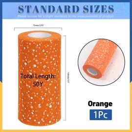 Glarks 1Roll 15CM x 50Yards(150FT) Glitter Tulle Rolls, Orange Sparkling Spool Ribbon Sequin Tulle Netting Fabric for DIY Tutu Skirt Wedding Birthday Baby Shower