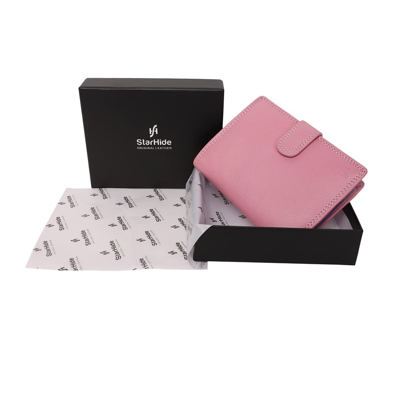 STARHIDE Womens RFID Blocking Compact Soft Leather Multi Coloured Purse