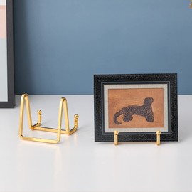 Easel Stand Plate Stand Metal – Pack of 2 Plate Stands – Decorative Plate Holder – Decorative Plate Holder – 4.5 Inch Iron Easel for Plates Photo Books Picture – Gold