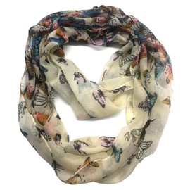 Top Fashionland Premium Soft Animal Print Butterfly Sheer Infinity Scarf Yellow