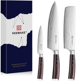 KEEMAKE Kitchen Knife Sets, 3 Pieces Professional Chef Knife Set with High Carbon Stainless Steel, Ultra Sharp Blade Kitchen Knives Sets with Ergonomic Pakkawood Handle & Gift Box