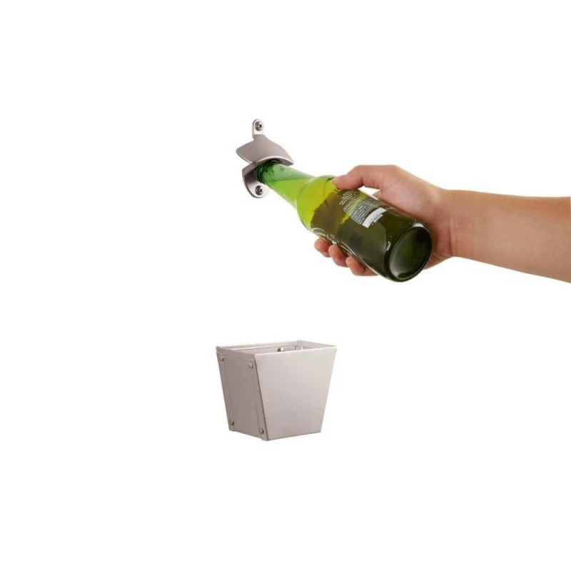 Elegant Satin Nickel Bottle Opener and Cap Catcher for Home