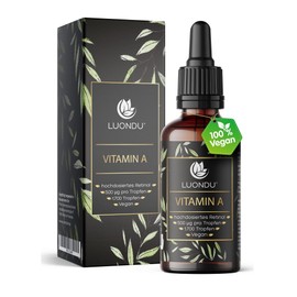 Luondu Vitamin A Drops High Dose 5000 IU 1500 μg per Daily Dose 50 ml (1700 Drops) Vegan Retinol Drops I With Highest Bioactivity