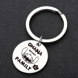 Ohana Means Family Keychain Family Means Nobody Gets Left Behind Or Forgotten Cute Stitch Keychain, A, Medium