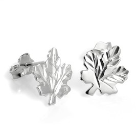 925 Sterling Silver Chestnut Leaf Stud Earrings, Sterling Silver