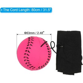 Yxinjy Rose Red Baseball Wrist Return Ball Wrist Band Ball Rubber Rebound Sports Bouncy Baseball Soccer Wristband Toys for Exercise Sports and Adults (1.9 Inch)