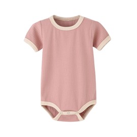 Jomixa Unisex Baby Short-sleeve Bodysuit, Organic Cotton Baby Clothes for Infant (Pink, 0-3 Months)