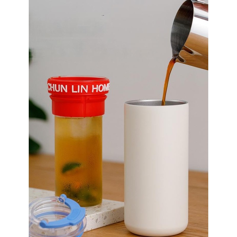 Stainless Steel Vacuum Insulated Glass Tumblers,Coffee thermos glass inside,(Red)