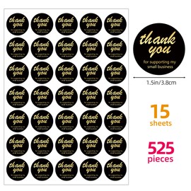 525 PCS 1.5 Inch Thank You for Supporting My Small Business Stickers