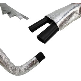 JCP USA Slip-Over, Cool Sleeves, Aluminum Metallic Heat Shield Sleeve Fiberglass Insulated Wire Hose Cover (Sewn-Seam 18mm, 11/16” Aprox. I.D., 3 Foot)